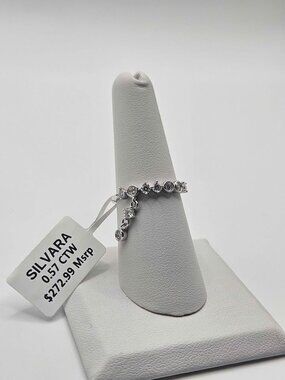 .925 Sterling Silver SILVARA 0.57 CTW ring with dangling stones (SIZE 5)